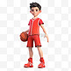 亚运会3D人物竞技比赛少年拿着篮球