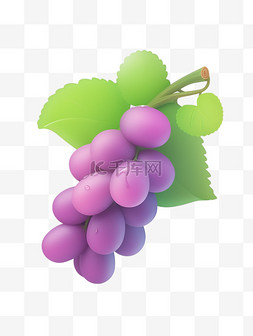 紫色背景磨砂图片_3d元素图标葡萄卡通