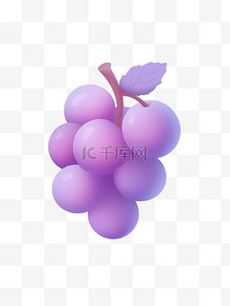 紫色背景磨砂图片_3d图标葡萄卡通元素