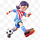 亚运会3D人物竞技比赛红蓝球衣女生踢足球