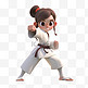 亚运会3D人物竞技比赛棕发少女打跆拳道