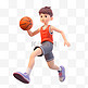亚运会3D人物竞技比赛红衣男生打篮球