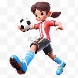 比赛足球图片_亚运会3D人物竞技比赛黑短裤少女
