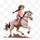 亚运会3D人物竞技比赛长辫女孩骑马
