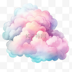 水彩粉紫色云朵免扣元素