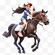 亚运会3D人物竞技比赛蓝衣女孩骑马