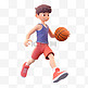 亚运会3D人物竞技比赛蓝衣男孩打篮球