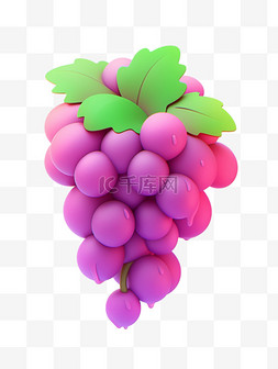 紫色背景磨砂图片_卡通3d图标元素葡萄
