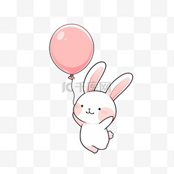 气球白色图片_可爱手绘小兔气球卡通元素