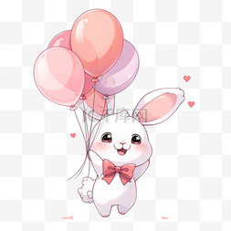 开心的的表情图片_可爱小兔气球手绘元素
