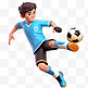 亚运会3D人物竞技比赛蓝衣少年踢足球
