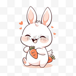 卡通可爱白色兔子图片_卡通可爱兔子胡萝卜手绘元素