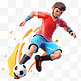 亚运会3D人物竞技比赛红衣棕发男子踢足球