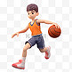 亚运会3D人物竞技比赛黄运动衣少年打篮球