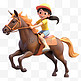 亚运会3D人物竞技比赛黄帽女孩骑马