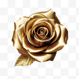 金色玫瑰带叶富丽写实元素装饰图