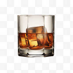 烈性酒方块冰方口杯威士忌写实元