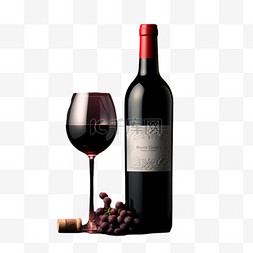 酒红酒葡萄水果红酒杯写实元素装