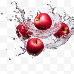 苹果和水的创意图水花飞溅液体水