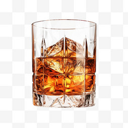 酒杯威士忌冰块烈性酒写实元素装