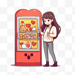 在自动图片_在自动售货机卖心的女孩