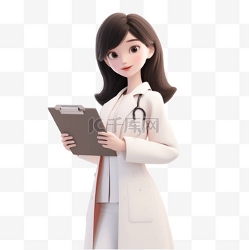 视觉落地效果3D立体人物一位女医生