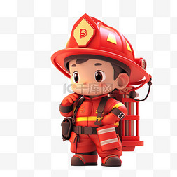可爱元素卡通儿童消防员3d