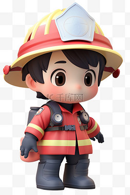 卡通儿童消防员3d元素
