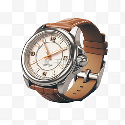 棕色手表石英表皮革质感写实元素
