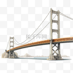 桥手绘图片_大桥桥梁建筑手绘写实AI元素装饰