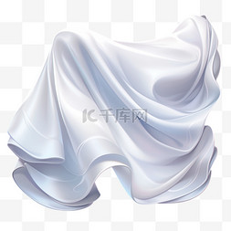 半透明绸缎图片_白色纱质半透明布料AI元素立体免