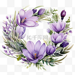 花朵紫色优美花环花框花边花架头