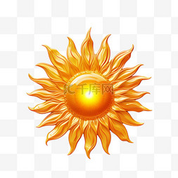 装饰太阳图片_太阳3d金黄色写实AI元素装饰图案
