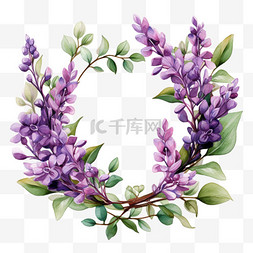花朵花环淡紫色满天星花框花边花