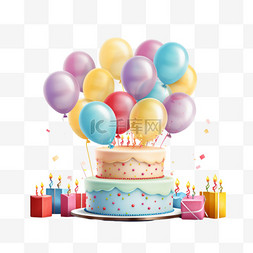 与蛋糕和气球的生日聚会