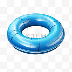 蓝色游泳圈橡胶救生圈AI元素立体