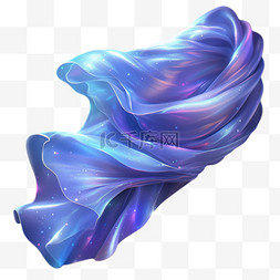 蓝紫色纱星光丝绸布料写实AI元素