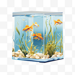 鱼缸鱼箱写实AI元素装饰图案