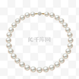 白色珍珠项链优雅写实AI元素装饰