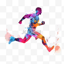运动会剪影图片_亚运会抽象人物泼墨剪影男人奔跑
