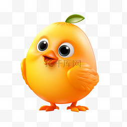 橙色小鸟雕像右转