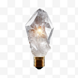 灯泡合成图片_水晶灯泡创意合成发光AI元素立体