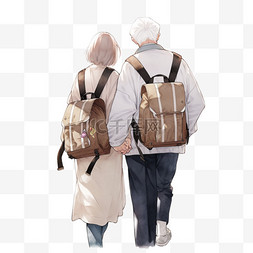 老人重阳节背包旅行元素