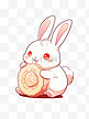 中秋节可爱的小白兔与月饼卡通