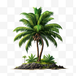 风情夏威夷图片_椰树海岛植物热带AI元素立体免扣