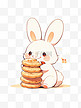 中秋节小白兔与月饼手绘卡通