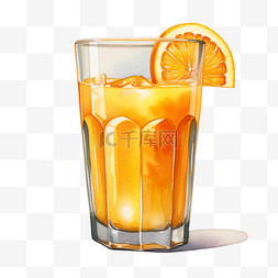 水彩好喝橙汁免扣元素