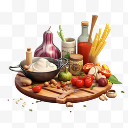 厨房免扣素材图片_厨房菜板水果蔬菜物品装饰AI元素
