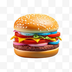 3D汉堡汉堡包图标生活元素食物渐