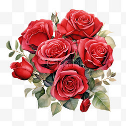 黑玫瑰口红图片_水彩玫瑰鲜花花束免扣元素